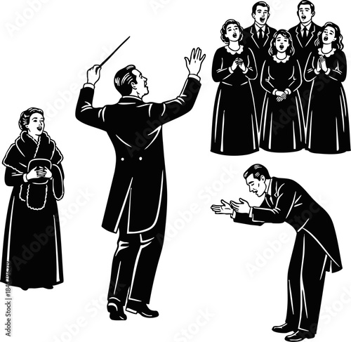 Choir and Conductor Silhouette Music Set