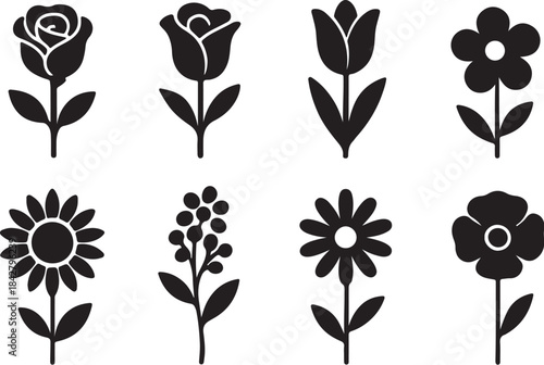 Rose, lotus, and other flower icons