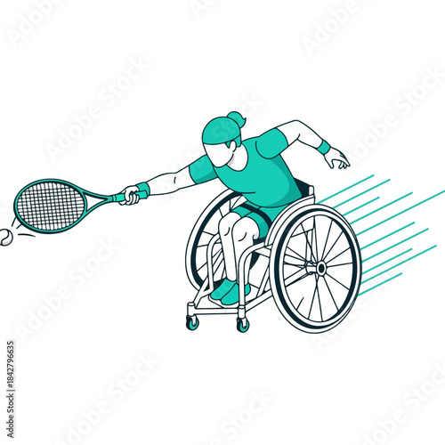 Wheelchair Tennis Player in Dynamic Action.