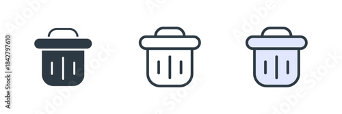 trash icon set vector illustration. line, glyph, color symbol isolated on white background