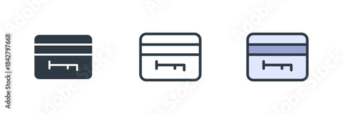 key card icon set vector illustration. line, glyph, color symbol isolated on white background