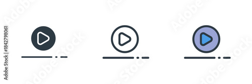 video icon set vector illustration. line, glyph, color symbol isolated on white background