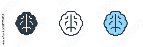 brain icon set vector illustration. line, glyph, color symbol isolated on white background