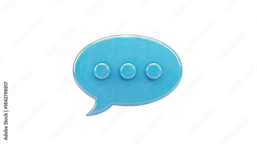 Fototapeta premium 3D Blue Speech Bubble Icon on White Background