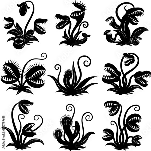 Venus Flytrap Carnivorous Plants Silhouettes