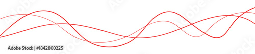 Thin line wavy red abstract vector background. Curve wave seamless pattern. Line art striped graphic template. Vector illustration.