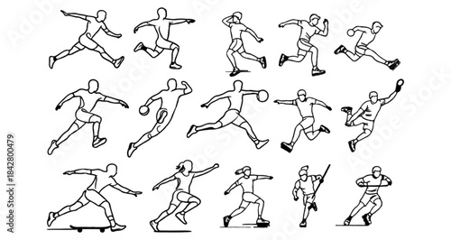 Dynamic basketball player silhouette collection for sports branding, athletic design, and energetic team visuals, perfect for posters and action themes