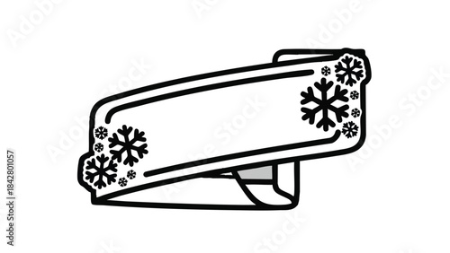 An illustration of a stapler decorated with snowflakes on its sides.
