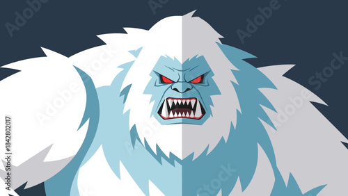 Yeti Monster with Fierce Expression Mythical Creature Concept Art.