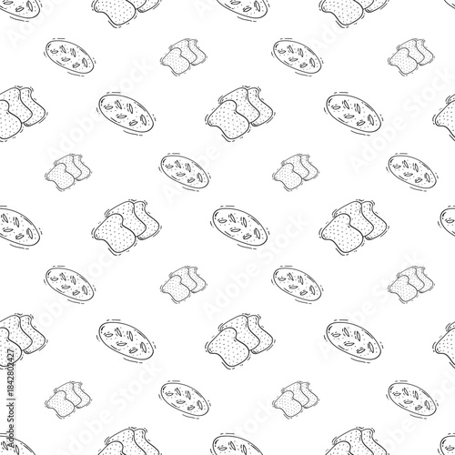 Hand Drawn Bread seamless pattern. Doodle Bakery pattern background