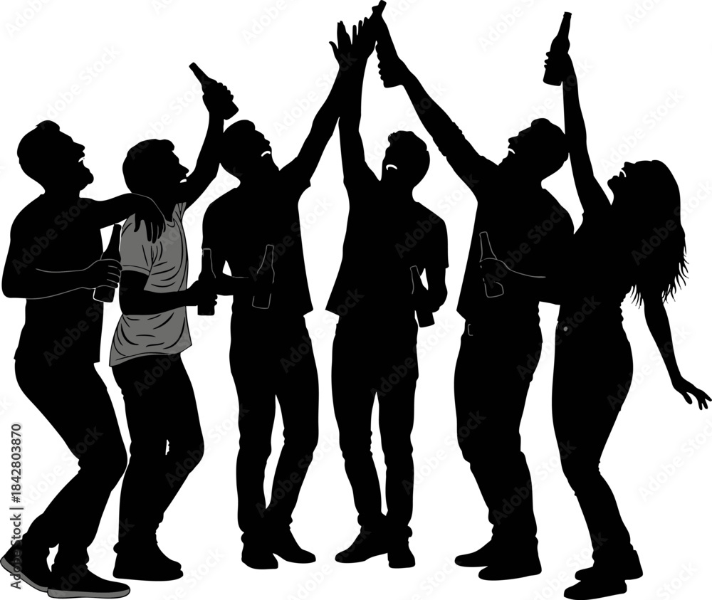 Fototapeta premium Energetic Party Celebration Silhouette Vector Collection