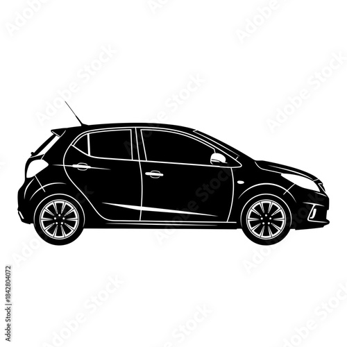 SUV Car Silhouette – Modern Crossover Vehicle Side View Vector