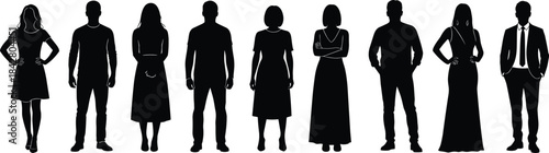 Collection of twenty black silhouettes of children playing, jumping rope, watering plants, waving, and holding balloons, symbolizing childhood, fun, and education vector illustration.