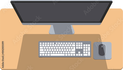 Overhead View of Minimalist Desk Setup