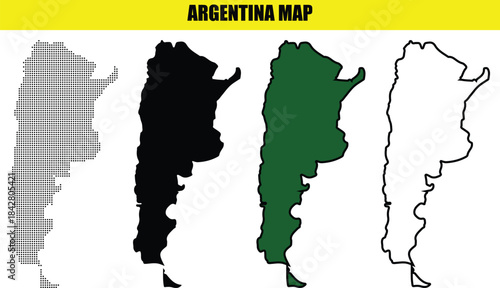 Argentina Vector dotted world map.black halftone dotted map illustration vector, Vector style dotted map used for digital insights