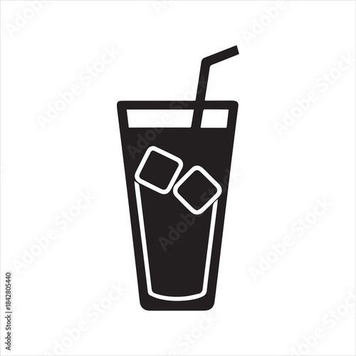 iced tea glass stencil icon silhouette vector illustration