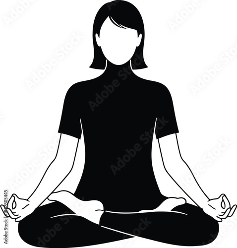 Woman Meditating in Lotus Pose Illustration
