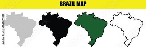 Brazil  Vector dotted world map.black halftone dotted map illustration vector, Vector style dotted map used for digital insights