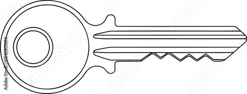Minimalist Key Line Art Drawing