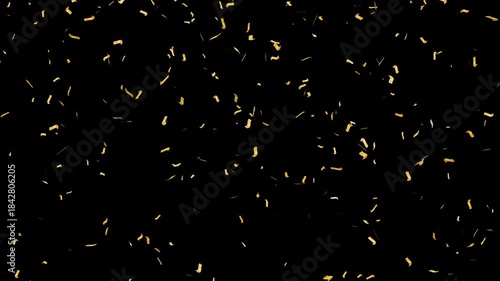 golden confetti video on transparent background with alpha channel. gold confetti slow motion overlay.