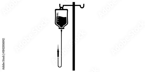 IV Drip Bag Intravenous Therapy Vector Silhouette