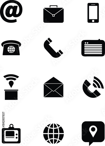 Communication Icons - Black and White Vector Set
