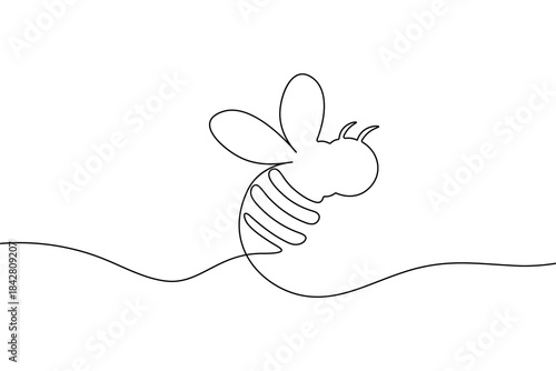 One continuous  line minimalist drawing of a cute bumblebee