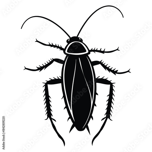 Cockroach Silhouette Vector, Pest Insect Illustration.