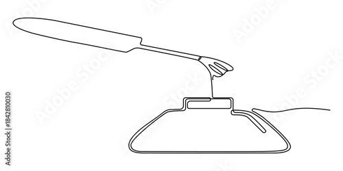 Nail varnish one line drawing on white isolated background for store, banner and business card. Linear art. Vector illustration,  nail polish vector one line continuous drawing illustration. Hand draw