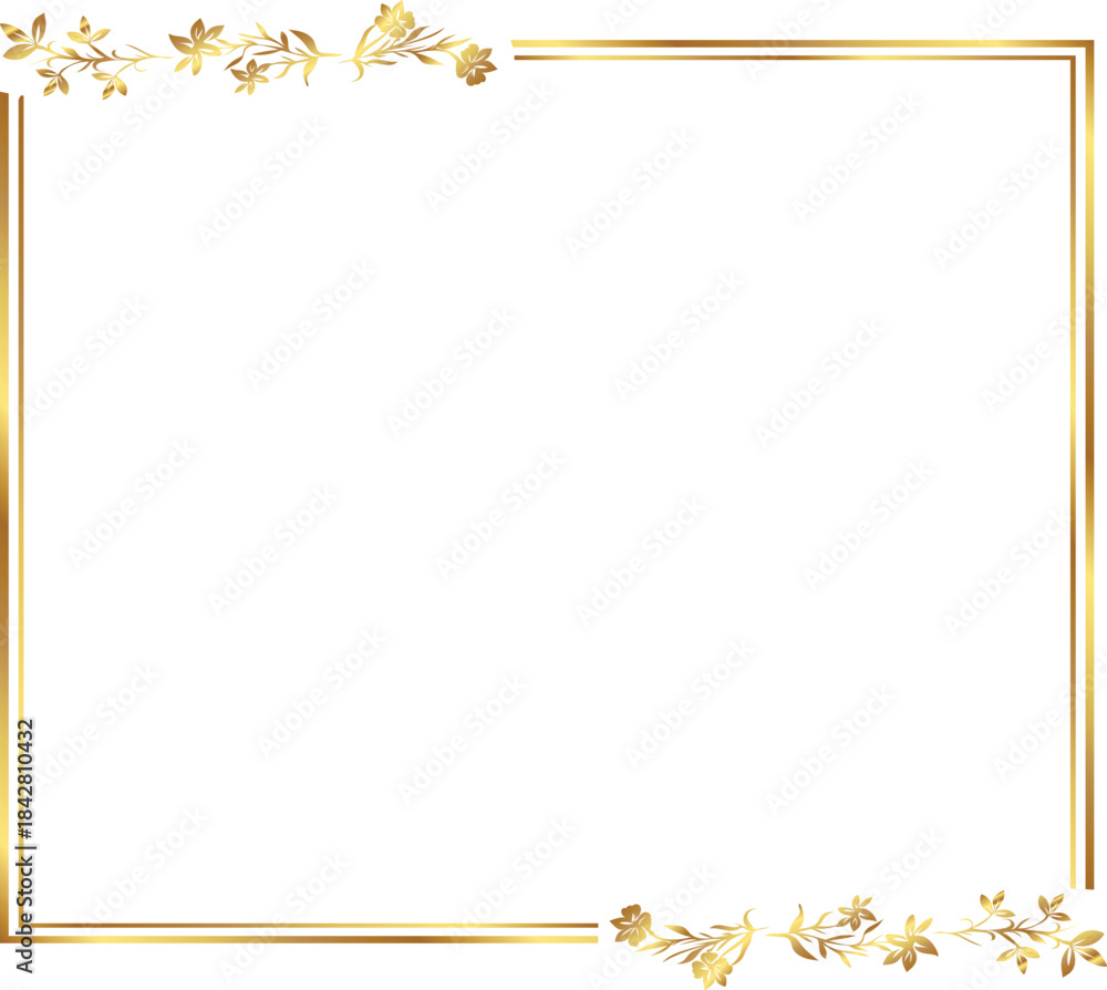 Naklejka premium frame with leaves gold border Golden Border Warm Color Frame