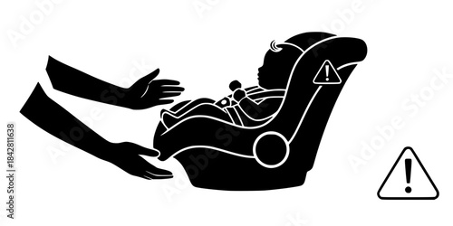 Baby Car Seat Discharge Safety Vector Silhouette