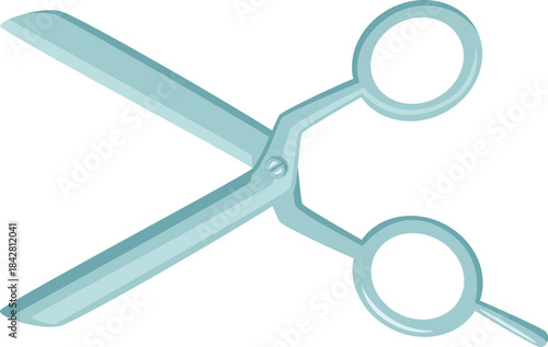 A pair of scissors with a blue handle and a silver blade