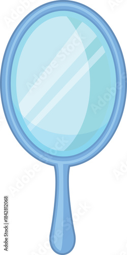 A blue mirror with a handle