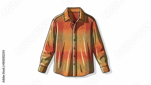 Illustration of a long-sleeved collared shirt with a colorful gradient pattern.