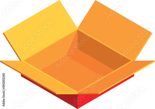 A cardboard box is opened and the inside is empty