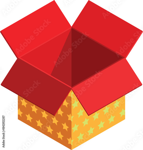 A red box with a yellow star pattern on it