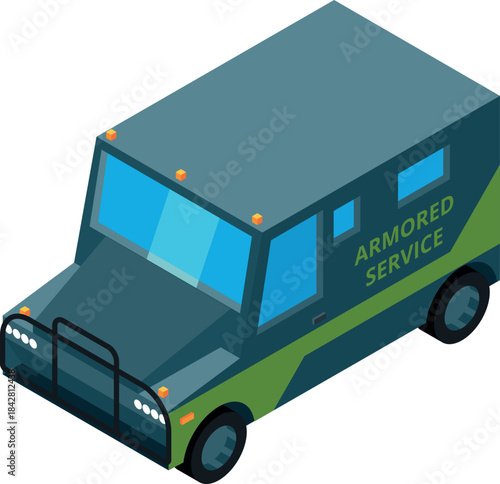 A blue and green armored service vehicle