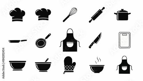 Collection of Kitchen Utensils and Chef Accessories Icons.
