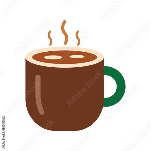 Stylish Brown Coffee Mug Illustration with Steam, Perfect for Cafes, Coffee Lovers, and Cozy Morning Vibes, High-Quality EPS Graphic for Digital and Print Use