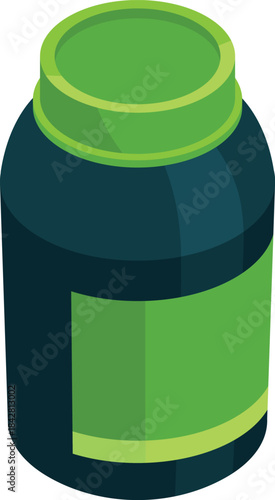 A green bottle with a green cap