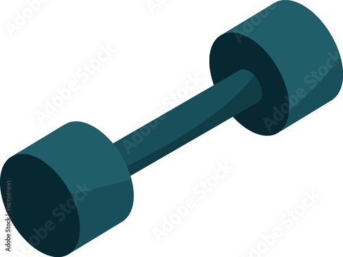 A blue dumbbell with a black handle