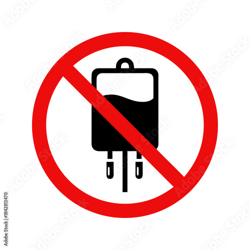 No Blood Samples Allowed – Blood Bottle Prohibition Icon