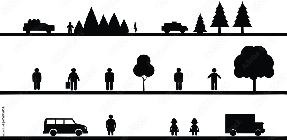 Fototapeta premium vector silhouettes of people in the city