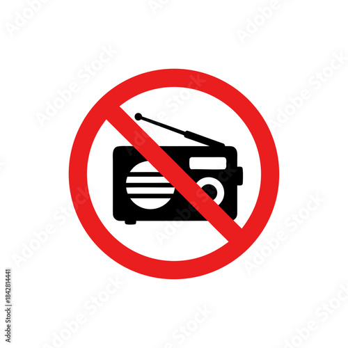No Radio Allowed – Audio Device Prohibition Icon