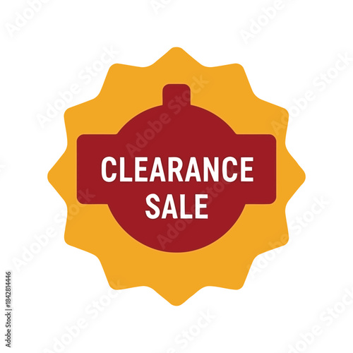 Bold Clearance Sale Badge Design, Promotional Label with Discount Offer, Eye-Catching Marketing Icon for Retail Advertising and Seasonal Sales