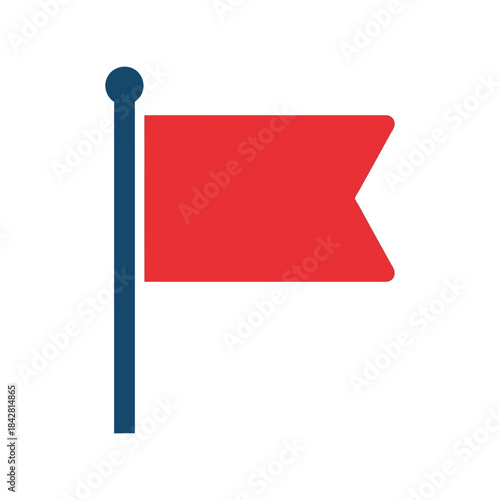 Red flag icon, signaling banner graphic, warning symbol for alerts, vector illustration for notifications, isolated design for presentations, communication tool