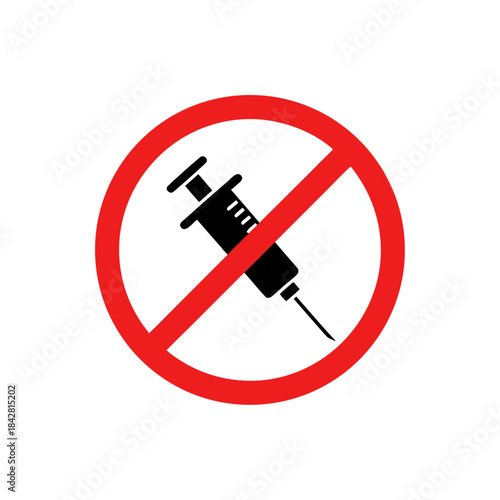 No Injection Allowed – Syringe Prohibition Icon