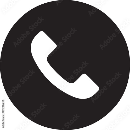 Black and White Phone Call Icon in Circular Shape