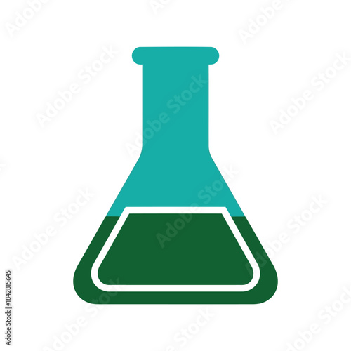 Green Laboratory Flask Icon, Chemistry Equipment, Science Laboratory Glassware, Research Chemistry Illustration, Medical Research Icon, Isolated EPS Graphic