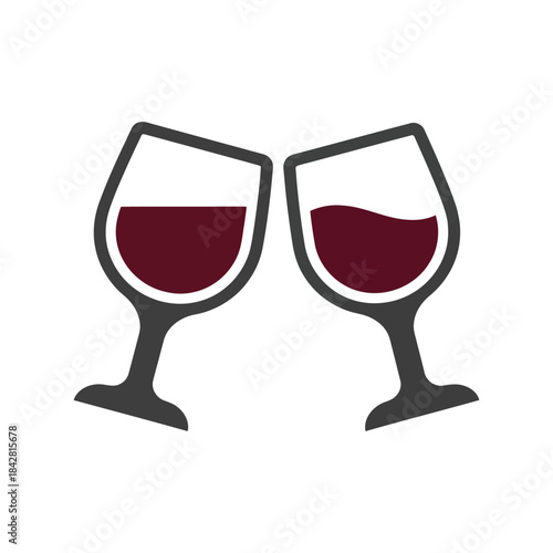 Clinking Wine Glasses Vector Illustration, Celebration Drinks Icon, Cheerful Toast for Special Events, Party Decoration, Elegant Beverage Graphic Design